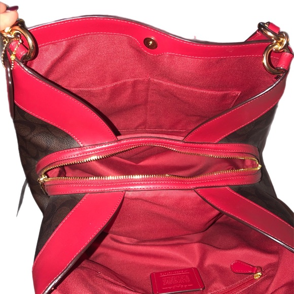 Coach Lexy Shoulder Bag Purse F27972 Signature Canvas Brown Leather Valentine - Picture 5 of 9